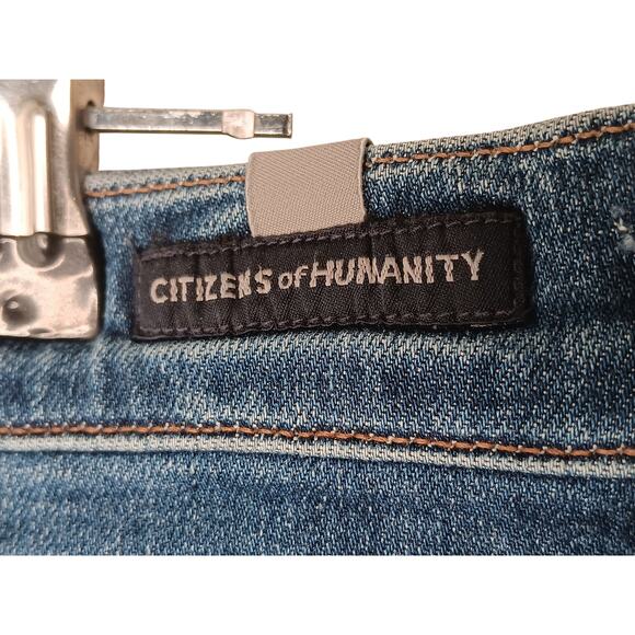 Citizens of Humanity Rocket Crop Mid Rise Skinny Jeans Blue Distressed 26 - Picture 12 of 16